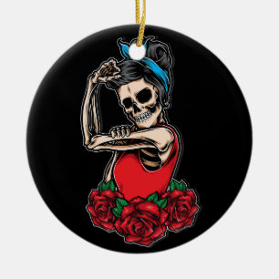 Vector schedel rockabilly  stijl keramisch ornament