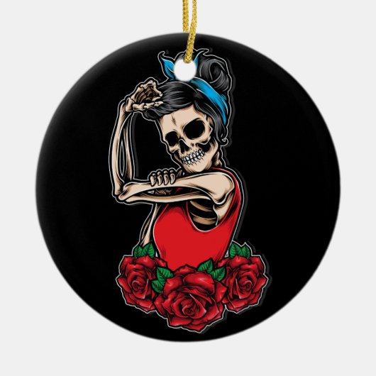 Vector schedel rockabilly  stijl keramisch ornament (Voorkant)