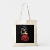 Vector schedel rockabilly stijl tote bag (Achterkant)