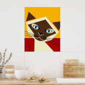 Vector Siamese Cat Portrait Poster (Keuken)