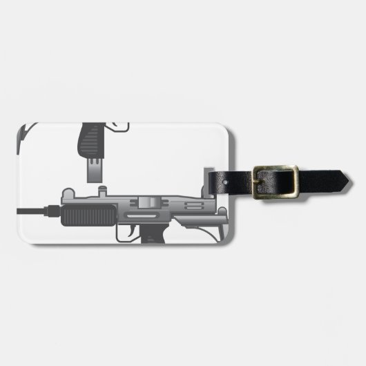Vector van Uzi-Pistool Bagagelabel (Voorkant horizontaal)