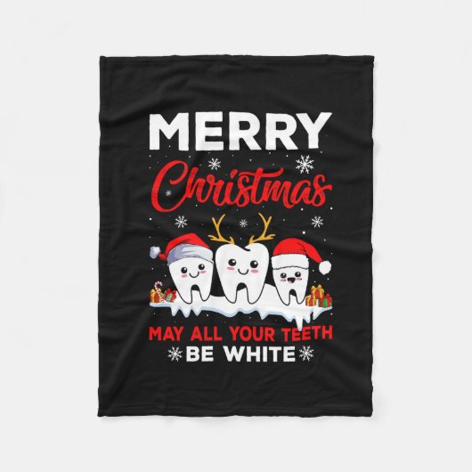 Vector vrolijke kerst kan al uw tanden wit zijn fleece deken (Voorkant)