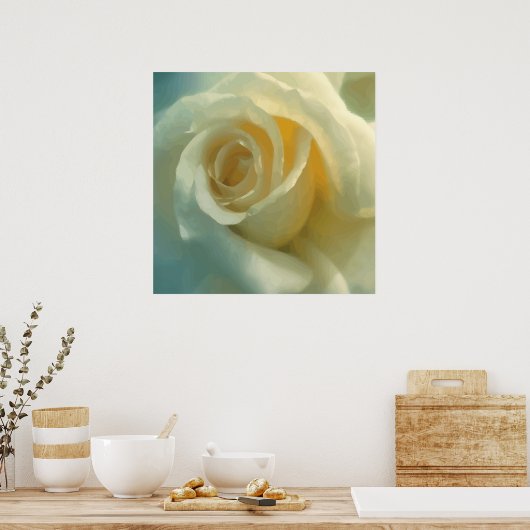 Vector White Rose Poster (Keuken)