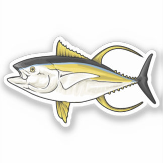 Vectorillustratie van geelvintonijn sticker