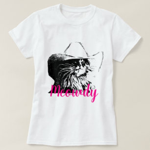 Vectorkat met cowboy Pet Meowdy T-shirt