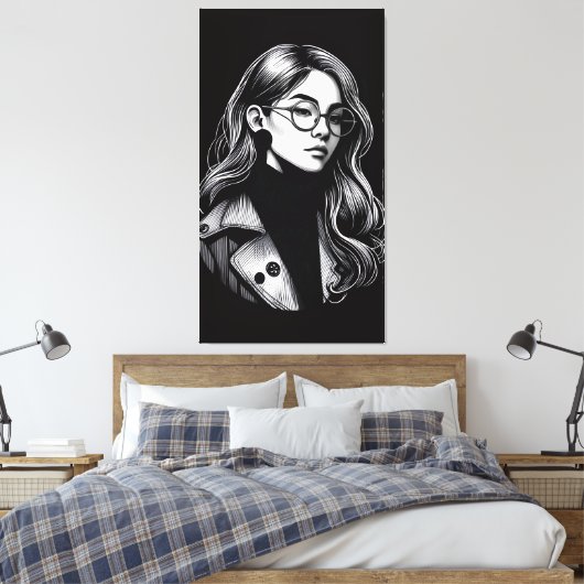 vectormeisje canvas afdruk (Insitu (Slaapkamer))