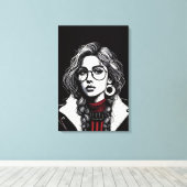 vectormeisje canvas afdruk (Insitu (Houten vloer))