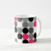 Vectorpatroon van roze zwarte en witte stippen koffiemok (Voorkant rechts)