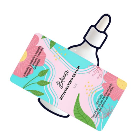 Vectorroze serumdruppelfleslabels etiket