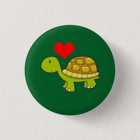 Vectorschildpad met hart ronde button 3,2 cm (Voorkant)