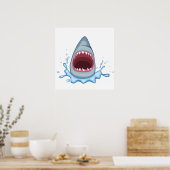 vectorstock_383155 Cartoon Shark Teeth hongerend Poster (Keuken)