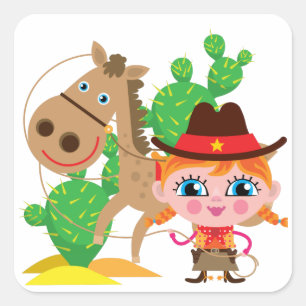 Veedrijfster en Paard Vierkante Sticker