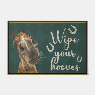Veeg je hoefdiertje af, grappig paard deurmat