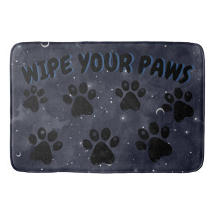Veeg je Paws Blue Paw Stars Moon Waterverf Badmat