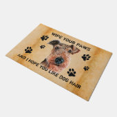 Veeg je poten grappig airedale terriër Waterverf Deurmat (Schuin)