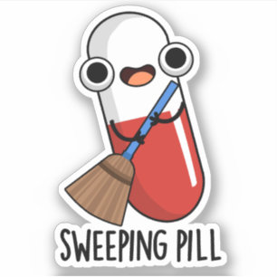 Veegpil Grappig medicijn Pun Dark BG Sticker