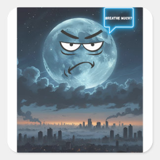 Veel ademen? – Als de maan kan praten Vierkante Sticker