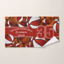 Veel basketballen aangepaste atleet naam rood wit