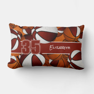 Veel basketballen kastanjebruin sportkamer decor kussen