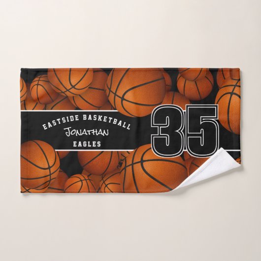 Veel basketballen teamspeler naam handdoek (Handdoek)