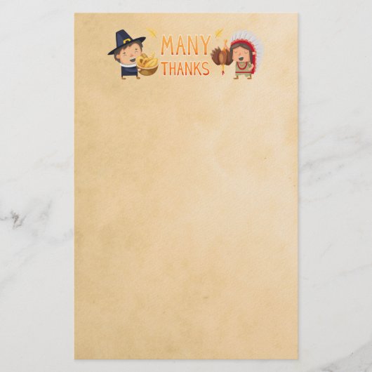 Veel Bedankt Pilgrim en Native Grateful Samen Briefpapier (Voorkant)