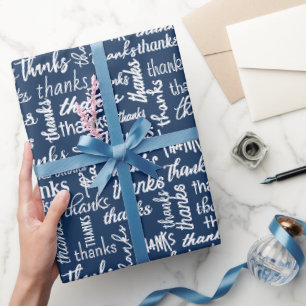 Veel Bedankt tekst op marineblauw Cadeaupapier