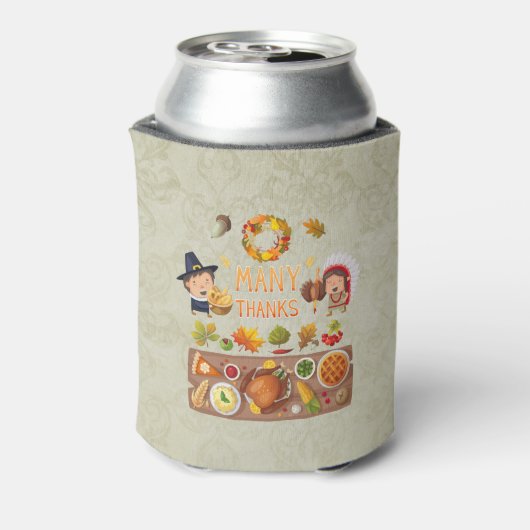 Veel Bedankt uit de pelgrim en de inheemse Thanksg Blikjeskoeler (Blikje Achterkant)
