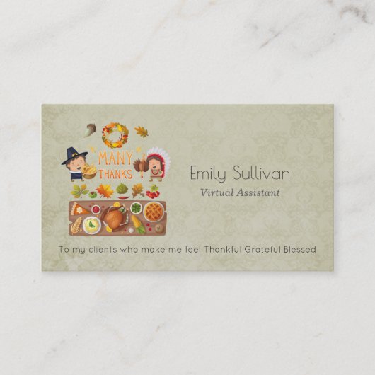 Veel Bedankt uit de pelgrim en de inheemse Thanksg Visitekaartje (Voorkant)