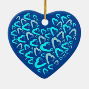 Veel Blue Hearts Keramisch Ornament