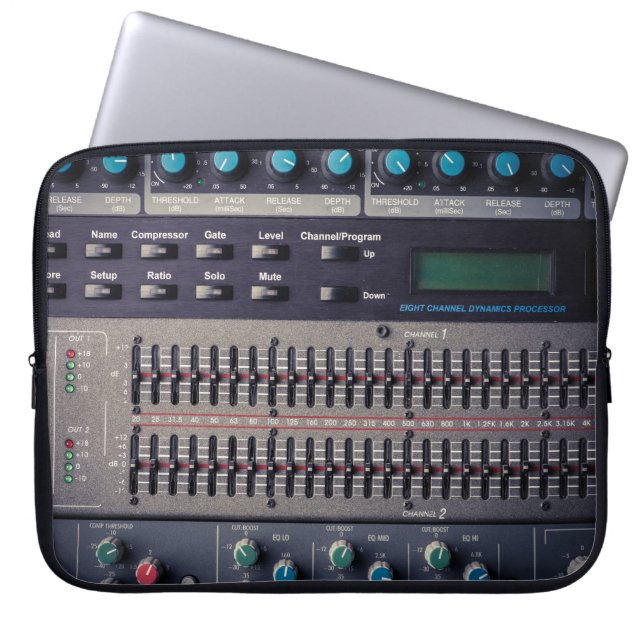 Veel Buttonnen Sound Mixer Studio Laptop Sleeve (Voorkant)