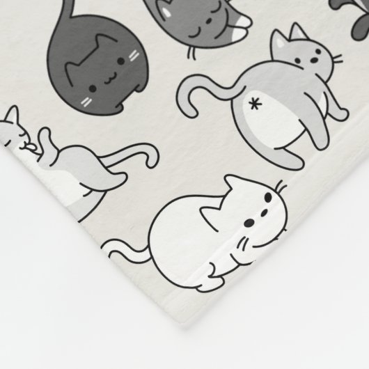 Veel Cute Cats Doodle Pattern Illustration Fleece Deken (Hoek)