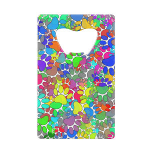 Veel dog verfdrukken overal kredietkaart flessenopener