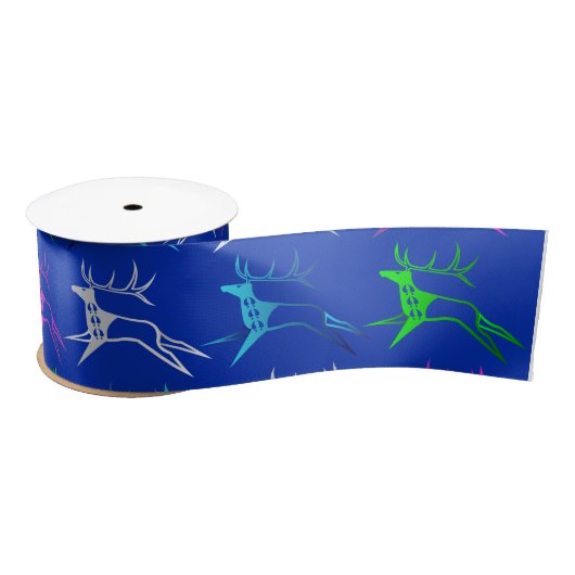Veel Elk blauw wit roze groen Lint (Spoel)