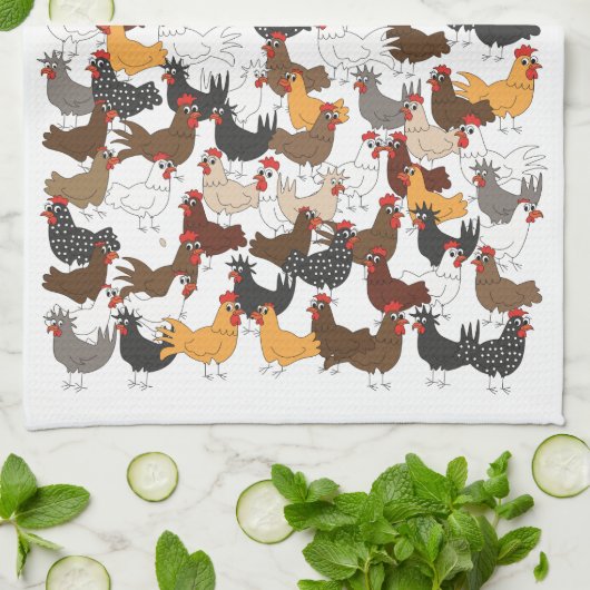 Veel en veel kippen - keukenhanddoeken - Verticaal (Gevouwen)