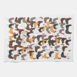 Veel en veel kippen - keukenhanddoeken - Verticaal