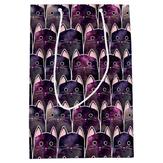 Veel Galaxy Cats Patroon Medium Cadeauzakje (Voorkant)