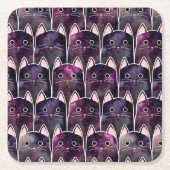 Veel galaxy Cats Pattern Vierkante Kartonnen Onderzetter (Voorkant)