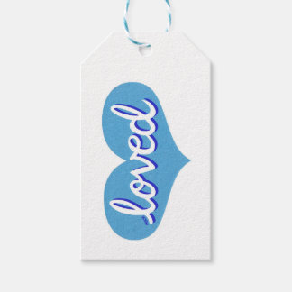 VEEL GELIEFD - aanbeden - Blauw liefdeshart Cadeaulabel