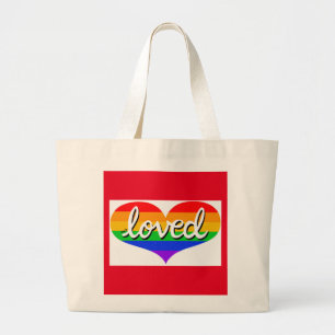 VEEL GELIEFD -Adored - Regenboog gekleurd liefdesh Grote Tote Bag