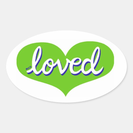Veel Geliefd - Groen liefdeshart - Ovale Sticker (Voorkant)