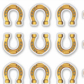 Veel geluk gouden hoefijzers set van 9 vinyl sticker (Voorkant)