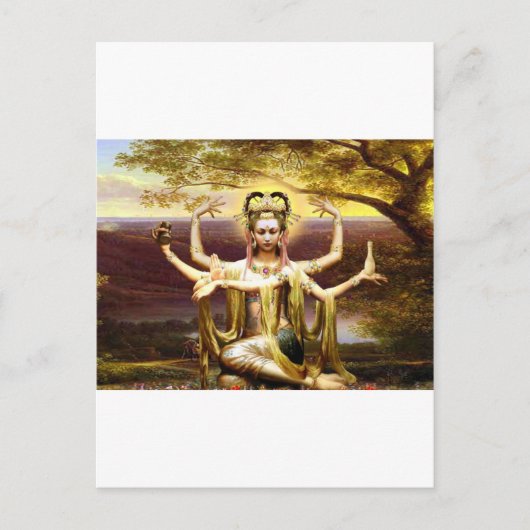 Veel gewapende Kwan Yin Briefkaart (Voorkant)