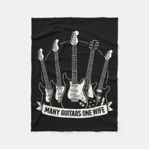 Veel Gitaren Eén Vrouw Grappige Muzikant Gitarist Fleece Deken