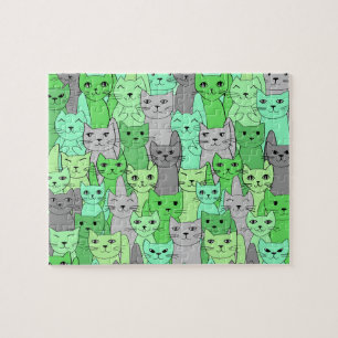 Veel groene katten ontwerpen puzzel