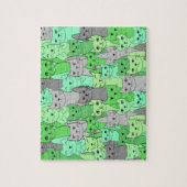 Veel groene katten ontwerpen puzzel legpuzzel (Verticaal)