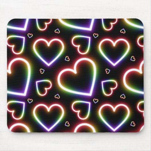 Veel harten Neon teken Muismat (Voorkant)