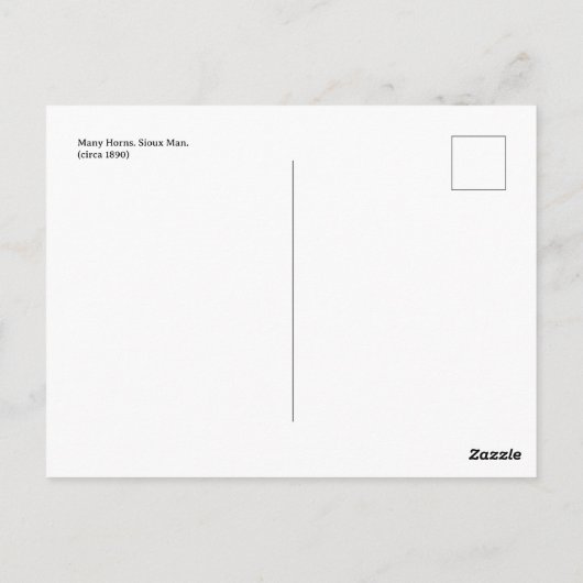 Veel hoorns. Sioux Man. (circa 1890) Briefkaart (Achterkant)