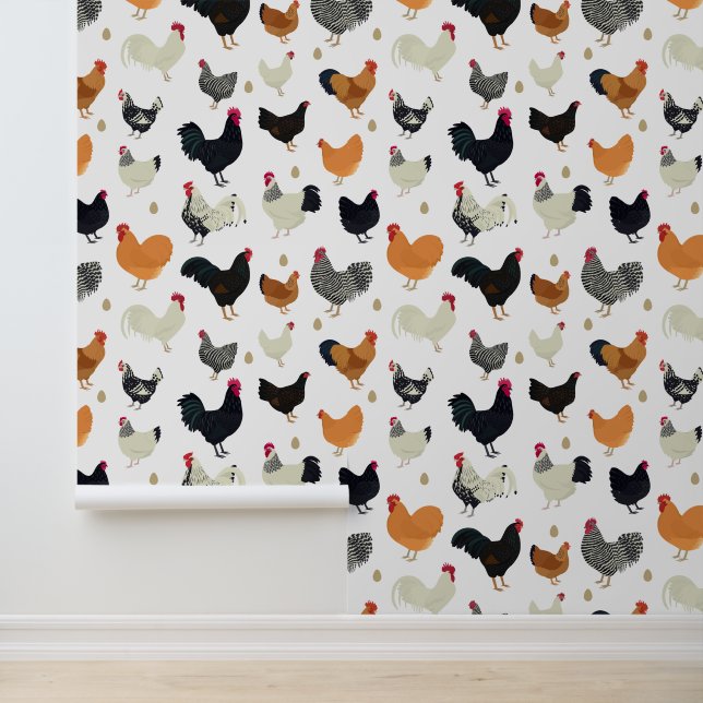 Veel kippen ontwerpen behang (Applicatie)