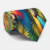 Veel kleine papegaaien tussen tropisch gebladerte stropdas (Opgerold)