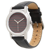 Veel kleine rode harten op zwart horloge (Gekanteld)
